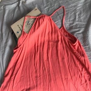 Coral embroidered tank top